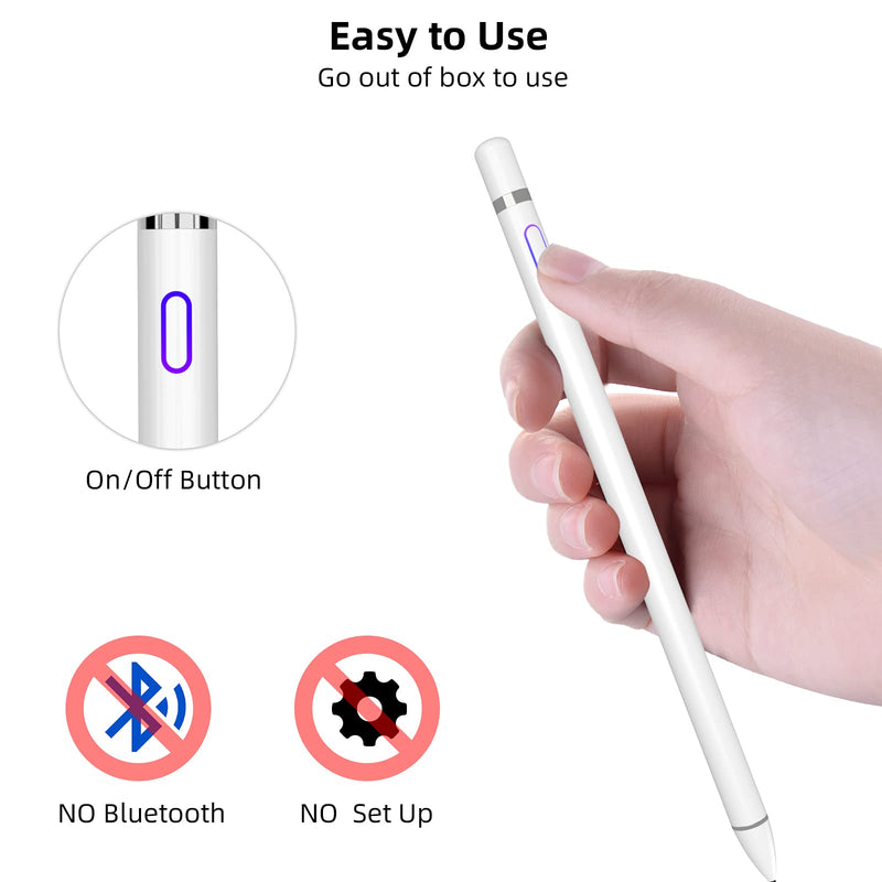 [Australia - AusPower] - Stylus Pens for Touch Screens, Fine Point Stylist Pen Pencil Compatible with iPhone iPad Pro Air Mini and Other Tablets White 