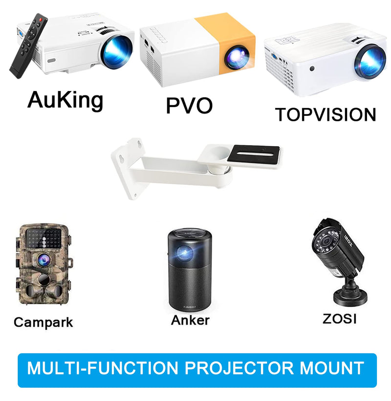 [Australia - AusPower] - Mini Projector Wall Mount Angle Adjustable Projector Mount Load 8.8 lbs Length 7.9 in Rotation 360° Compatible with QKK, DR.J, DBPOWER, Anker, VANKYO, AAXA, Jinhoo, PVO, TMY, AuKing, Meer Projectors 