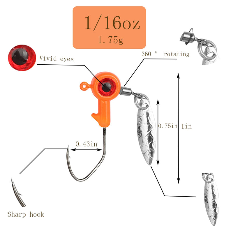 [Australia - AusPower] - 1/8 oz Jig Heads Freshwater Fishing Lures Jig Head with Eye Ball 25PCS Painted Hooks Fishing Jigs for Bass/Crappie 