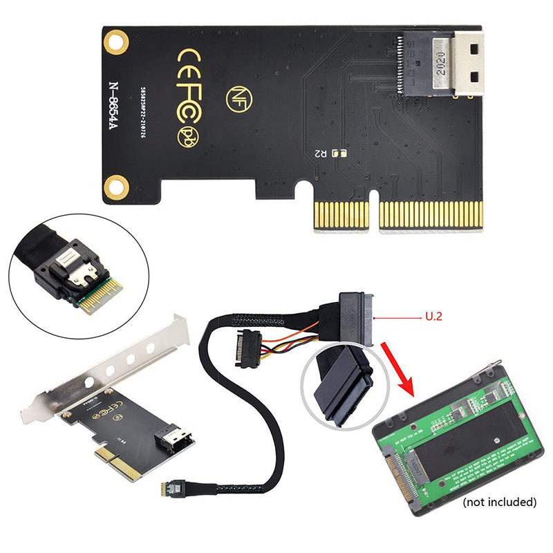 [Australia - AusPower] - NFHK PCI-E 3.0 4.0 to SFF-8654 Slimline SAS Card Adapter and U.2 U2 SFF-8639 NVME PCIe SSD Cable for Mainboard SSD 