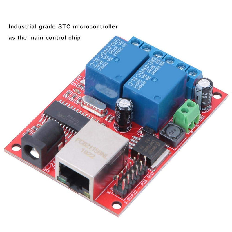 [Australia - AusPower] - LAN Ethernet Controller Module, TCP/UDP Controller Module with 2-Way Relay Board Delay Switch DC(5-24V) for Replacement of Web Server Electronic Kit Circuit Board 