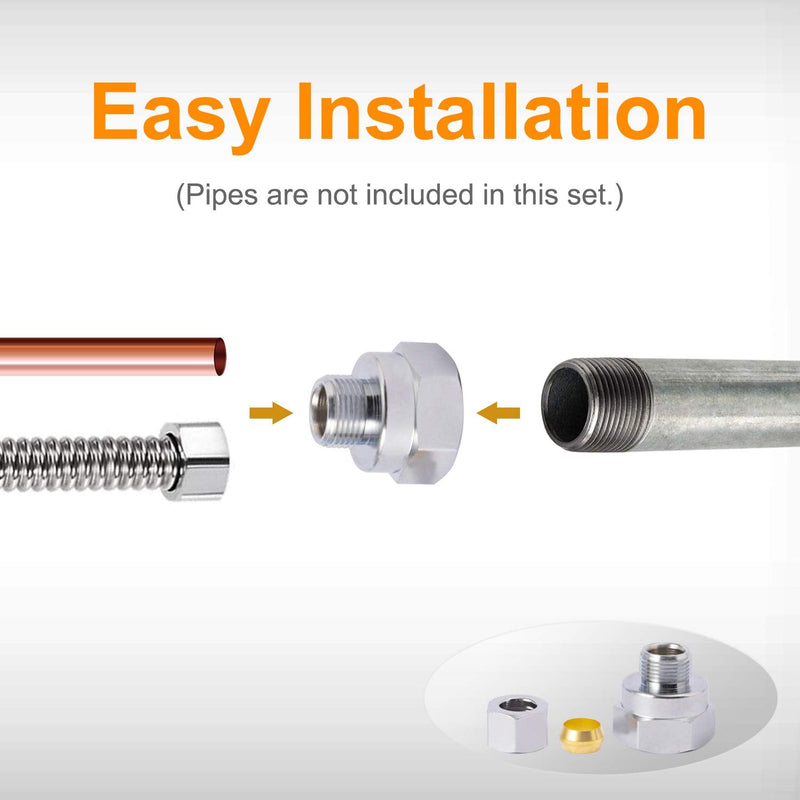 [Australia - AusPower] - SUNGATOR 3-Pack Compression Connector Fitting, 1/2" Female Pipe NPT Thread by 3/8" Male Compression with an Extra Sealing Tape 