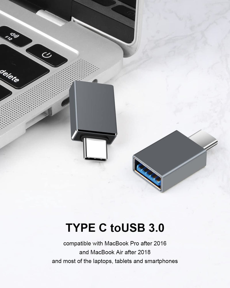 [Australia - AusPower] - AILKIN 2Pack USB C Adapter, USB A to USB-C Converter Male to Female Type A Charger Cable Power OTG Adapter for MacBook pro/MacBook air 2020, PC, Phones Grey 