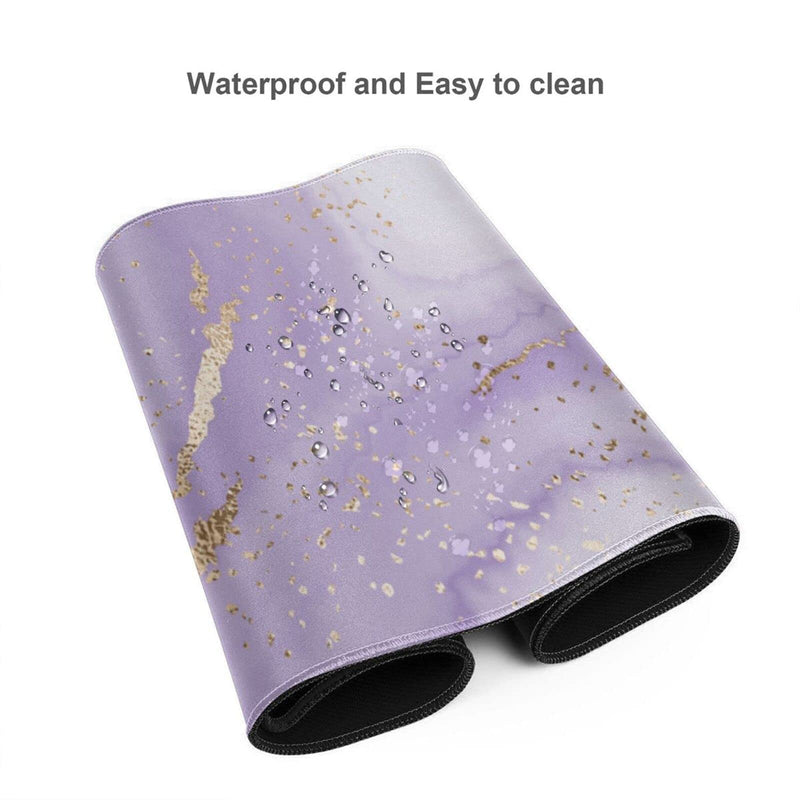 [Australia - AusPower] - Purple Gold Marble Mouse Pad Gaming XL Large Mousepad Pretty Desk Mat for Women and Girls Long Extended Big Keyboard Pads Table Accessories for Gaming and Office 31.5 X 11.8 Inch Purple Gold Splatter One Size 