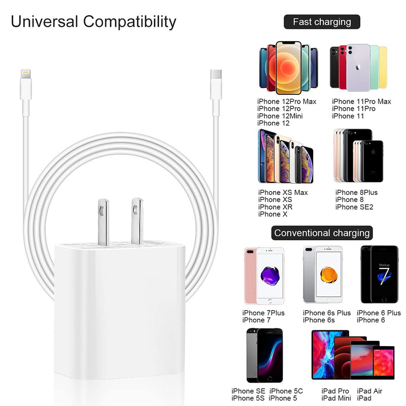 [Australia - AusPower] - iPhone 13 12 Fast Charger,[Apple MFi Certified] Fast Charging 20W PD USB C Wall Charger Adaptor with 6FT Type-C to Lightning Cable Compatible with iPhone 13 12 Mini Pro Max 11 XS XR X 8Plus and More USB-C Charger+6FT 