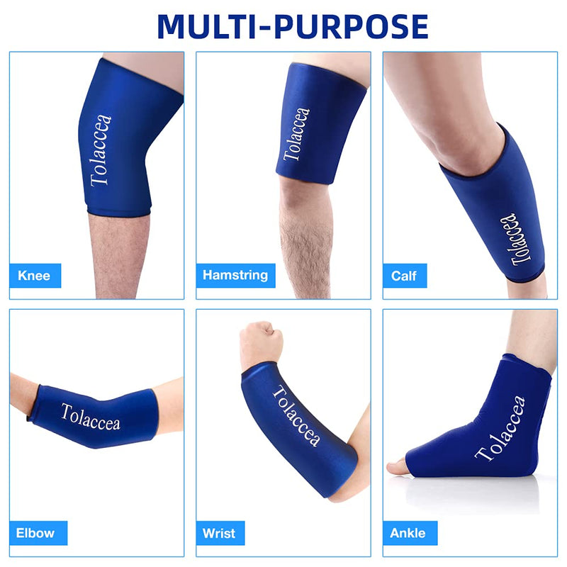 [Australia - AusPower] - Tolaccea Hot & Cold Therapy Flexible Ice Packs Cold Therapy Compression Sleeve Reusable Gel Pack for Injury Cold Wrap for Knee Calf Elbow Small (Pack of 1) Blue 