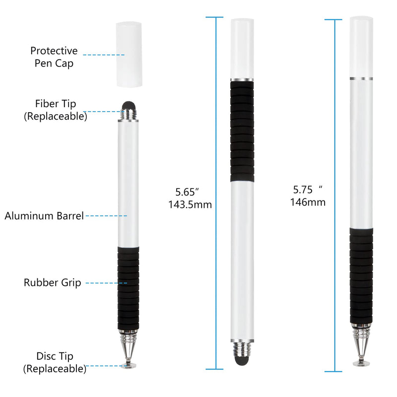 [Australia - AusPower] - Stylus Pens for Touch Screens(2 Pcs), Disc Stylist Pencil Fine Point Compatible with iPhone iPad and Other Tablets 