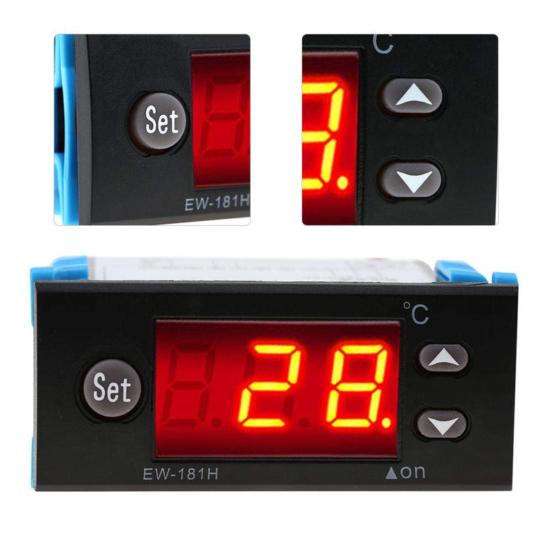 [Australia - AusPower] - Digital Temperature Controller Thermostat EW-181H Temperature Control Meter for Refrigeration and Heating Equipment10A 3×1.4×3 in -45℃~80℃ 