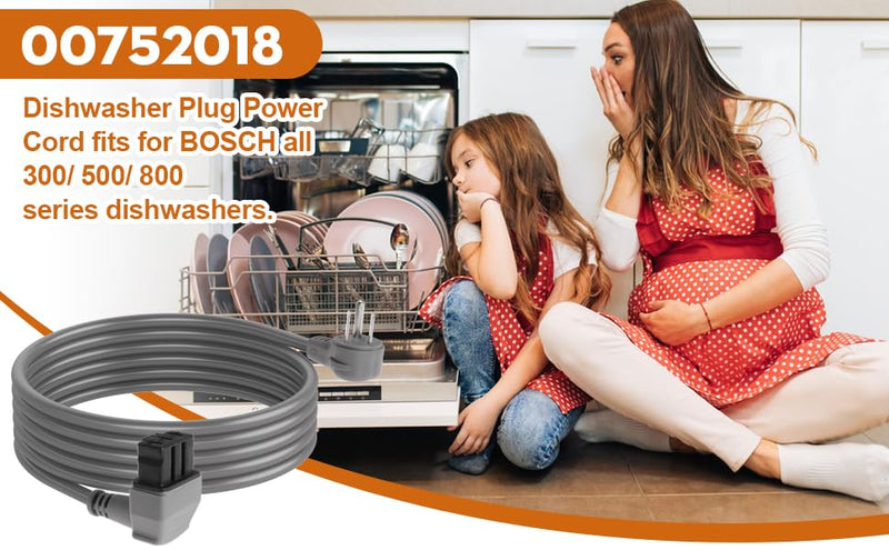 [Australia - AusPower] - 00752018 Dishwasher Plug Power Cord and Junction Box for Bosch 300/500/800 Series Dishwashers for SMZPC002UC Plug Power Cord AC Charger 