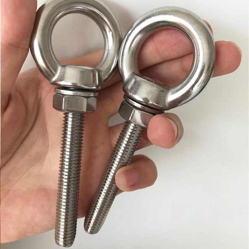 [Australia - AusPower] - HYXXYY Stainless Steel Eye Bolt, 2pack M10 Shoulder Eye Bolts 3/8" X 2.75"with Nuts and Washer Thread Lifting Ring Eyebolt 2pcs 