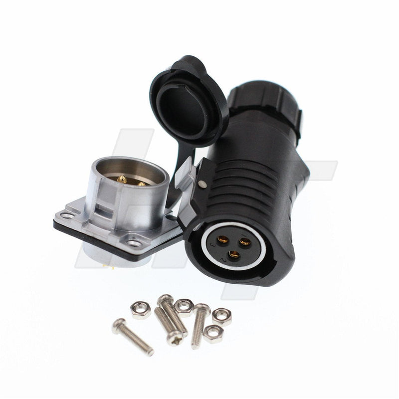 [Australia - AusPower] - HangTon LP20 3 Pin 30 Amp Power Connector Female Cable Plug Panel Male Socket Waterproof Electrical Gold Plated Connector 3-pin Female Plug and Male Socket 