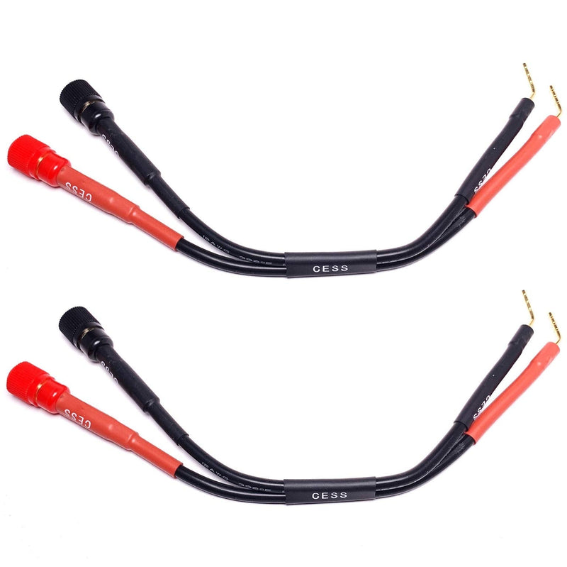 [Australia - AusPower] - CESS-087 Pin Screw Type Banana Plugs to Female 4mm Banana Jack Adapter Cables, 2 Pack 