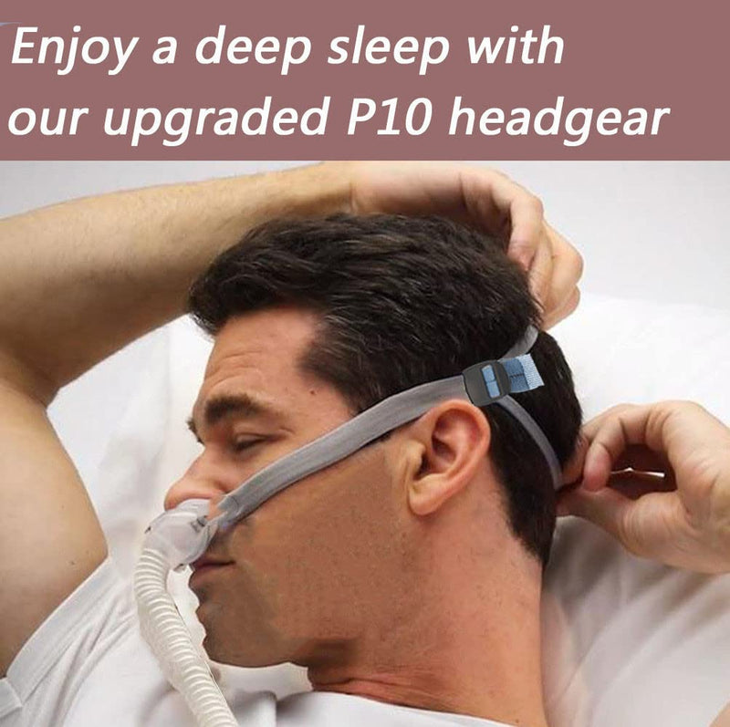 [Australia - AusPower] - Advanced Upgraded P10 Replacement Headgear Strap Compatible with ResMed Airfit P10/N30, Upgraded Fully Adjustable Quick-fit with Clip Connected Design Premium Durable Elastic Material - 2 Pack Gray 