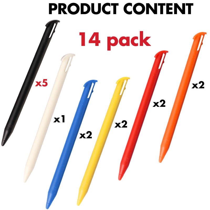 [Australia - AusPower] - Yizerel Stylus Pen for New 3DS XL, 14 Pcs Colorful Plastic Replacement Touch Screen Stylus Set Compatible with New 3DS LL with HD Crystal Clear PET Films (Black White Blue Red Green Orange) new 3DS XL/LL 