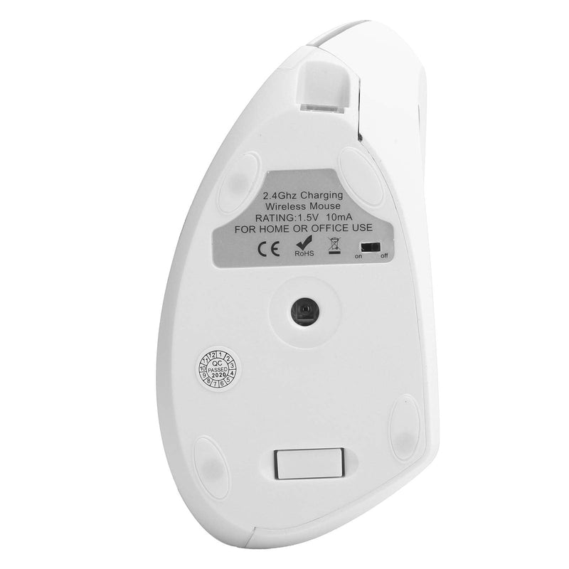 [Australia - AusPower] - Ergonomic Vertical Mouse, 2.4G Wireless Optical Game Mouse, RGB Backlight, Adjustable 4-Level 2400DPI, 6 Button for PC/ Laptop Desktop(White) 