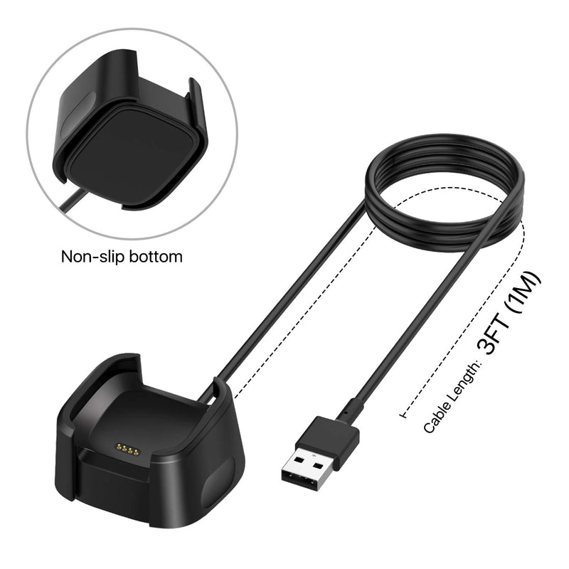 [Australia - AusPower] - TNP Charger Cable Replacement for Fitbit Versa/Versa Lite Replacement Cradle (2 Pack) Fit Bit Versa Lite Edition Band Charge Dock Station Power Adapter Dock Stand Accessory Fitness Smartwatch 