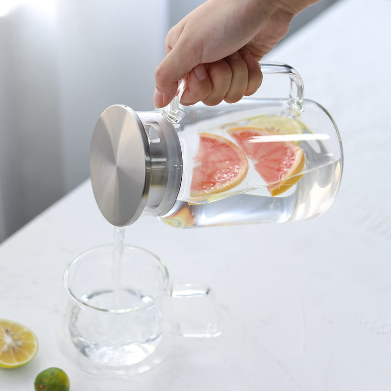 [Australia - AusPower] - Seal Glass Pitcher With Lid - Great for Homemade Juice & Cold Tea or for Glass Milk Bottles (Medium) Medium 