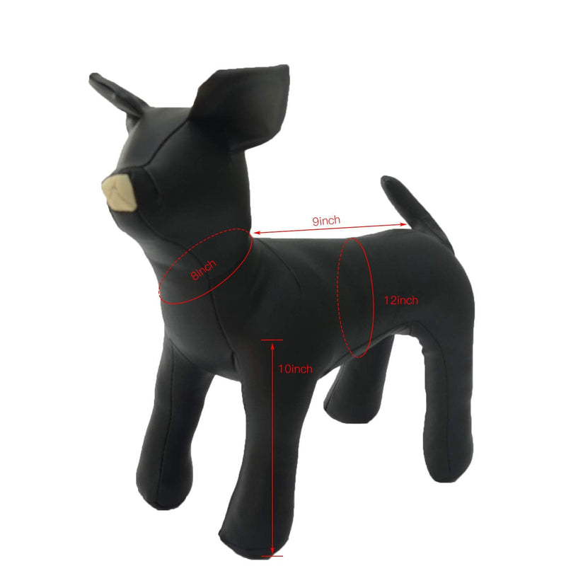 [Australia - AusPower] - Lovelonglong PU Leather Dog Mannequins Standing Models to Display for Dog Clothing Pet Shop Beige/Black S (Chihuahua) 9inch Back, 12inch Chest Black 