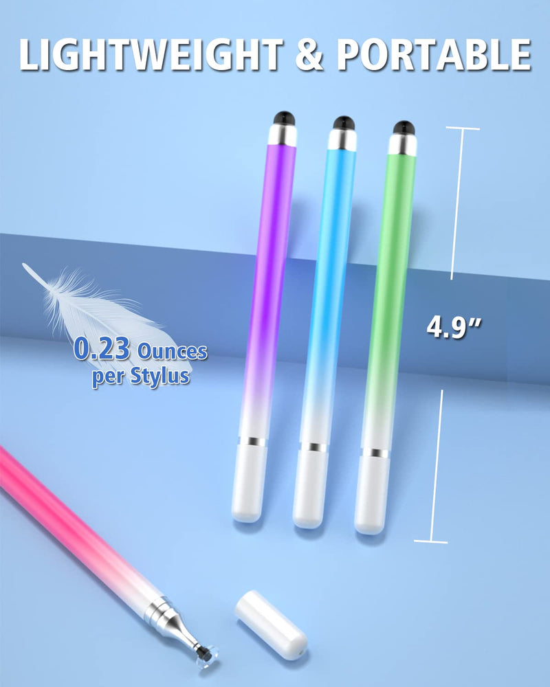 [Australia - AusPower] - AmberVec Stylus Pens for Touch Screens, Universal 2 in 1 Stylus Pen for iPad Compatible with iPhone, iPad, Android, Microsoft Tablets, Phones, Surface,[5 Pack]-Blue,Green,Pink,Purple,Yellow 