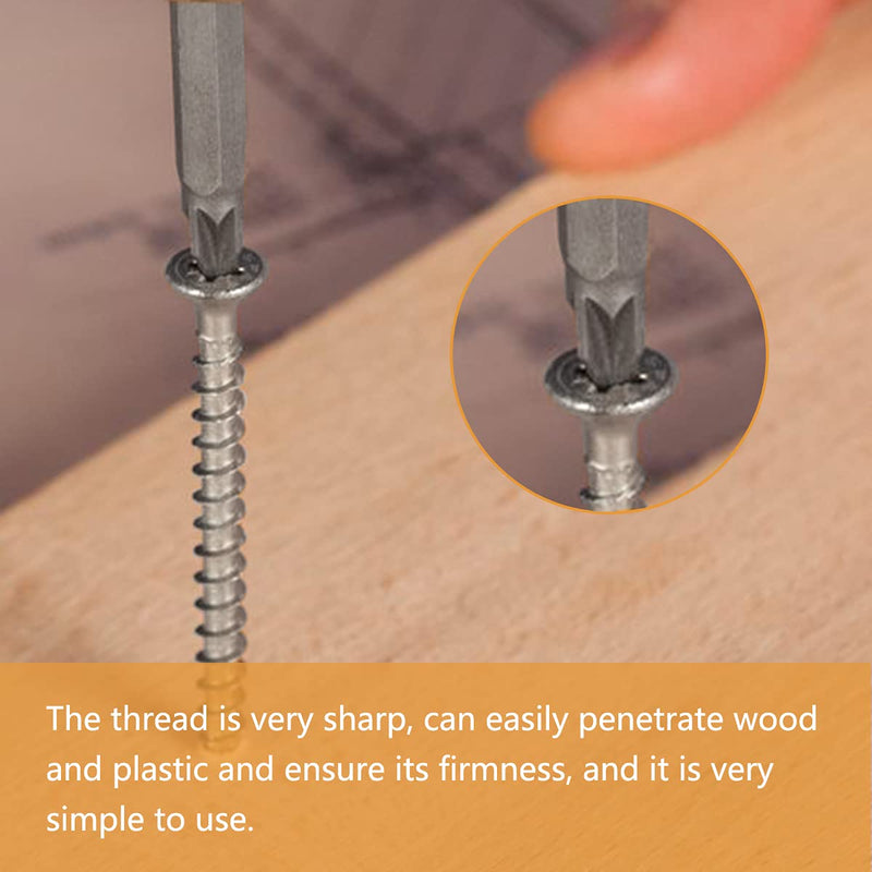 [Australia - AusPower] - #6 X 5/8" Stainless Steel Wood Screw 100 pcs - Flat Head Self Tapping Screw Metal Screws, Pointed Tail, Full Thread #6 X 5/8" 
