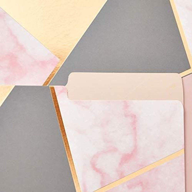 [Australia - AusPower] - Geometric Marble File Folders, Rose Gold Office Supplies (Letter Size, 12 Pack) 
