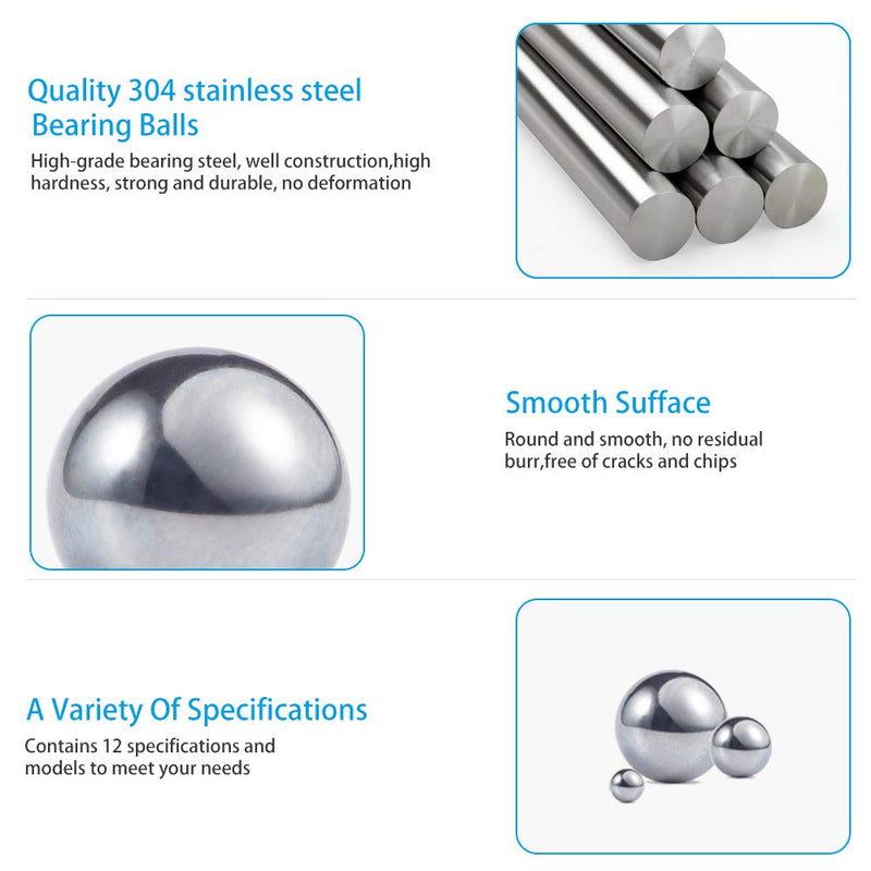 [Australia - AusPower] - Breezliy 590Pcs 1-8mm Metric Precision 304 Stainless Steel Assorted Loose Bicycle Bearing Steel Ball Assortment Kit?12 Sizes? 590Metric bearing ball 