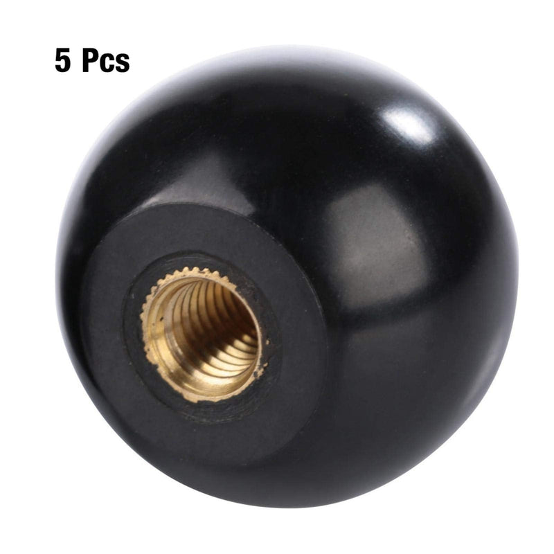 [Australia - AusPower] - 5Pcs Bakelite Ball Gear Knob Black Round Spherical Knob Embedded Copper Nut BM6 * 25 Machine Tool Replacement 