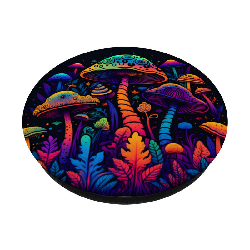 [Australia - AusPower] - Psychedelic Magic Mushrooms Hippie Pattern PopSockets Swappable PopGrip Black 