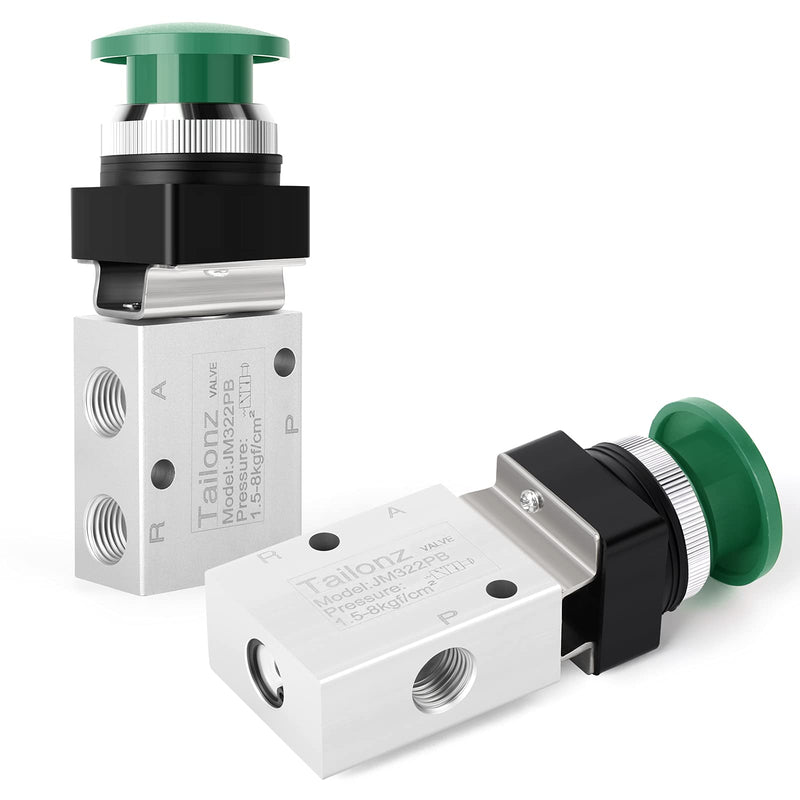 [Australia - AusPower] - TAILONZ PNEUMATIC Green 1/4”NPT Manual Control Type Mushroom Push Button 3 Way 2 Position Pneumatic Control Mechanical Valve 