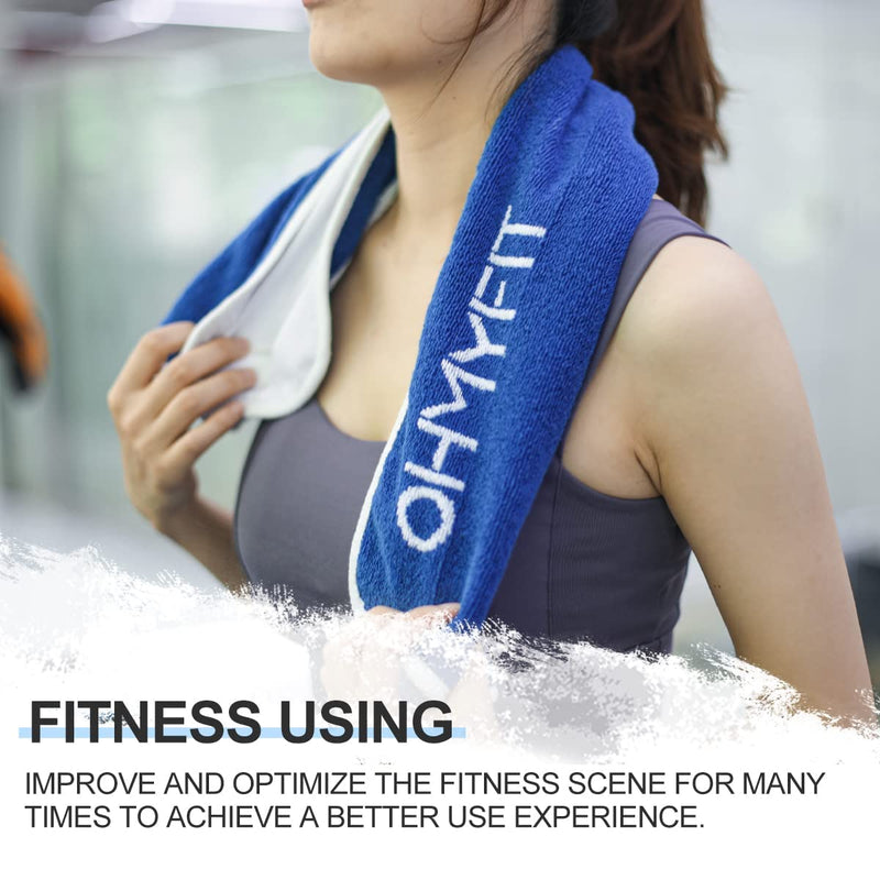 [Australia - AusPower] - OHMY FIT Smart Fitness Towel with Zippered Pocket, Premium Quality 100% Pakistan Cotton - Lightweight and Super Absorbent for Sports, Workout, Fitness, Gym, Yoga, and Running (Blue) Blue 