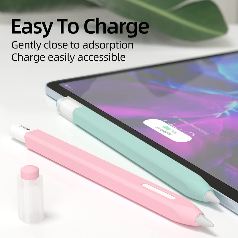 [Australia - AusPower] - JOOSKO 2 Pack Pencil Case Compatible with Apple Pencil 2nd Generation Case,Non-Slip Silicone Case,Compatible withMagnetic chargingand DoubleClick, for iPadPro 11 12.9inch (Pink, Light Blue) Pink, Light Blue 