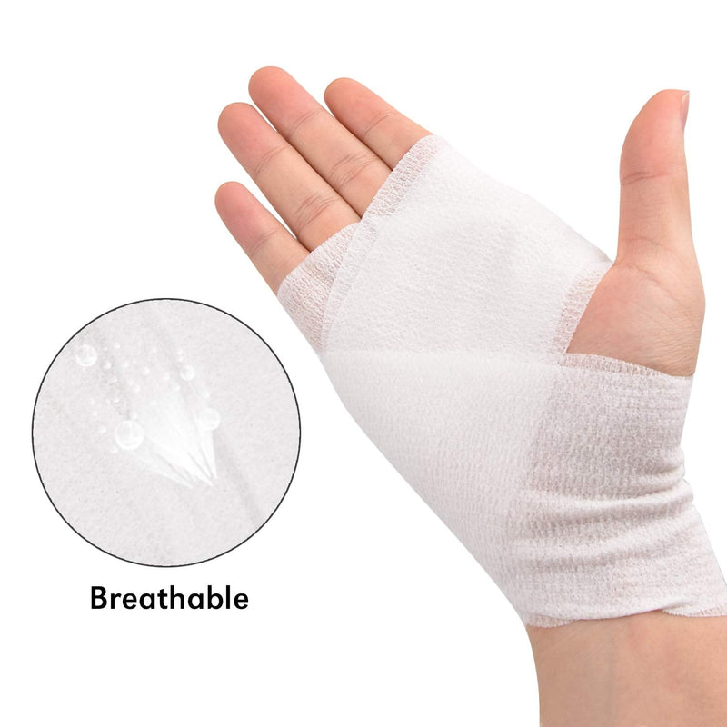 [Australia - AusPower] - TOBWOLF 12PCS Self Adhering Bandage, 4"x5yd / 10cmx4.5m Cohesive Elastic Bandage Wrap Gauze Roll, Breathable Sports Tape, Medical Vet Wrap for Wrist Ankle Knee Leg Sprains Swelling - White Pure White 4x180 Inch (Pack of 12) 