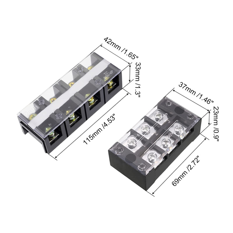 [Australia - AusPower] - MECCANIXITY Dual Rows 4 Positions 600V 60A and 3Pcs Dual Rows 3 Positions 600V 45A Wire Barrier Block Terminal Strip 