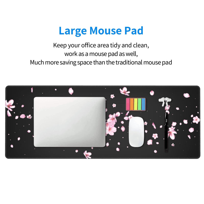 [Australia - AusPower] - Japanese Cherry Blossom Flower Gaming Mouse Pad Large XL Desk Mat Long Extended Pads Big Mousepad for Home Office Decor Accessories 31.5 X 11.8 Inch Funky Japanese Sakura Blossom 
