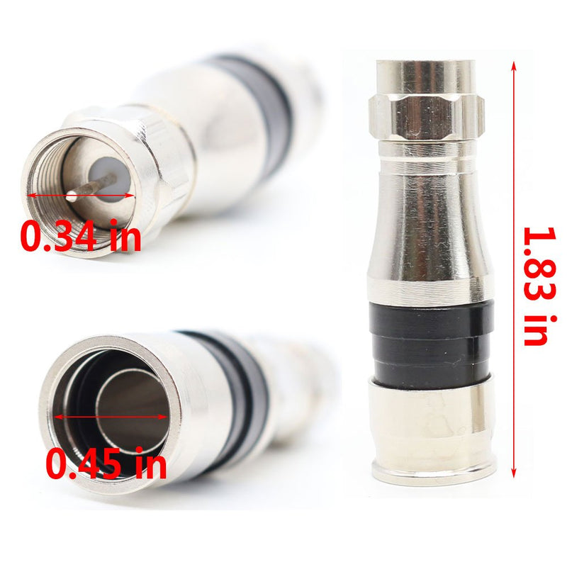 [Australia - AusPower] - ANHAN F Type RG11 Coax Cable Compression Fitting/Connector with Weather Seal O Ring 10PACK 10packs 
