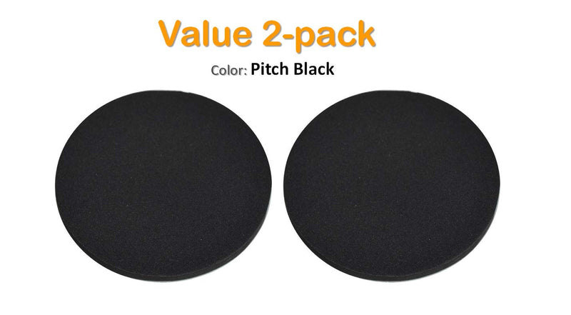 [Australia - AusPower] - Desk Dots! Elbow, Arm & Wrist Rest Cushioning Pads for Pressure Point & Pain Relief on Gaming & Work Surfaces; Made of Neoprene with Soft Nylon Surface; 4.5" Wide, 0.44" Thick; 2-Pack! (Pitch Black) Pitch Black 