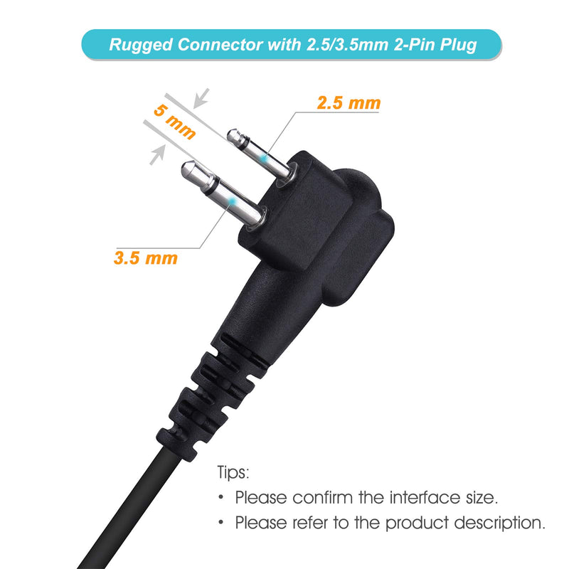 [Australia - AusPower] - COMMIXC Shoulder Mic, Waterproof IP55 Handheld Speaker Mic with External 3.5mm Earpiece Jack, Compatible with 2.5mm/3.5mm 2-Pin Motorola Two-Way Radios 