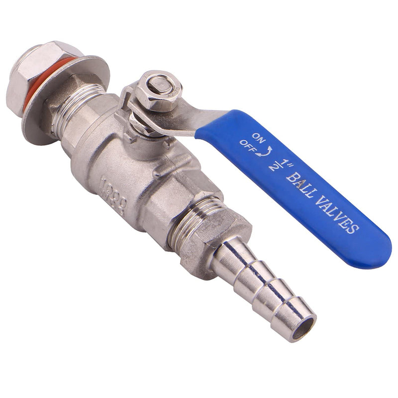 [Australia - AusPower] - DERNORD 2 Packs 1/2 Inch Weldless Ball Valve Stainless Steel 304 Bulkhead For Home Brew Kettle (1/2" NPT to 1/2" Barb Hose) 1/2" NPT to 1/2" Barb Hose 