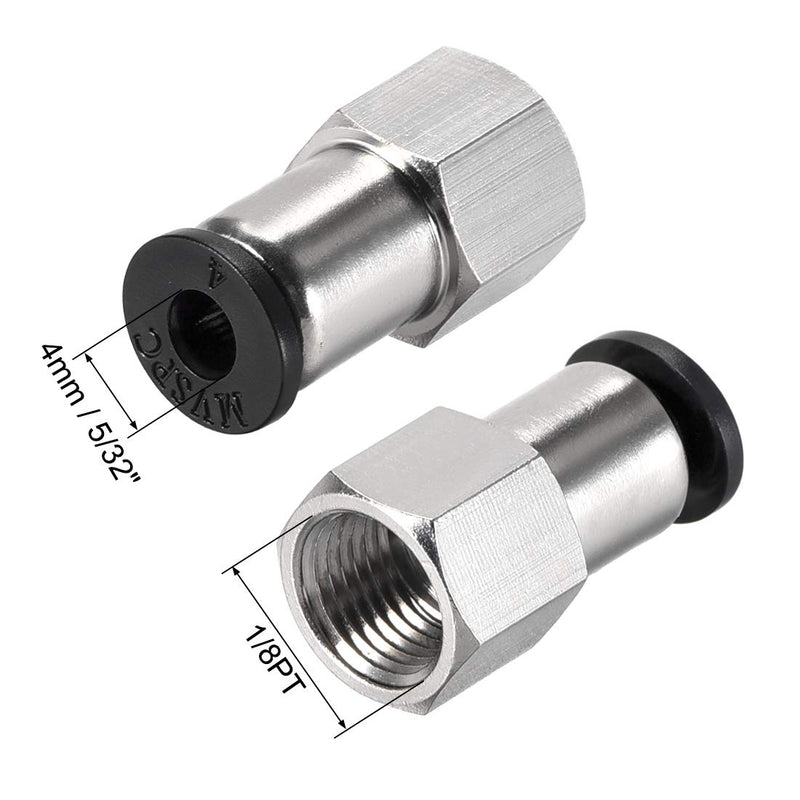 [Australia - AusPower] - uxcell Push to Connect Tube Fitting Adapter 4mm Tube OD X 1/8 NPT Female Straight Pneumatic Connecter Connect Pipe Fitting 2pcs 