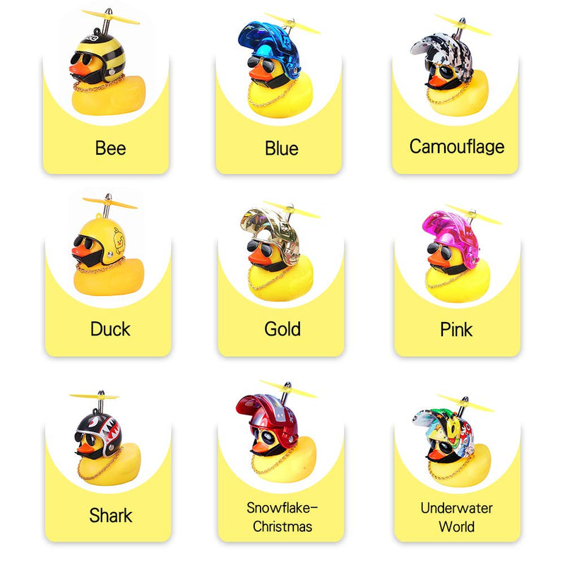 [Australia - AusPower] - wonuu Rubber Duck Car Ornaments, 5Pcs Yellow Duck Car Dashboard Decorations Squeeze Duck Bicycle Horns with Propeller Helmet (5 Pack-Combination 1) B-combination 
