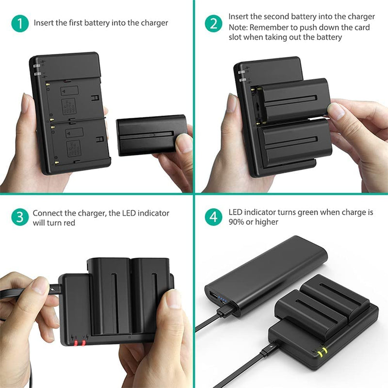 [Australia - AusPower] - NP-F550 Battery Charger Set, NP-F970 2 Pack 2900mAh Rechargeable, LCD, Dual Slot, Compatible for Sony Battery F960 F770 F750 F570 F550 F530 F330 TR516 TR716 TR818 TR910 TR917 
