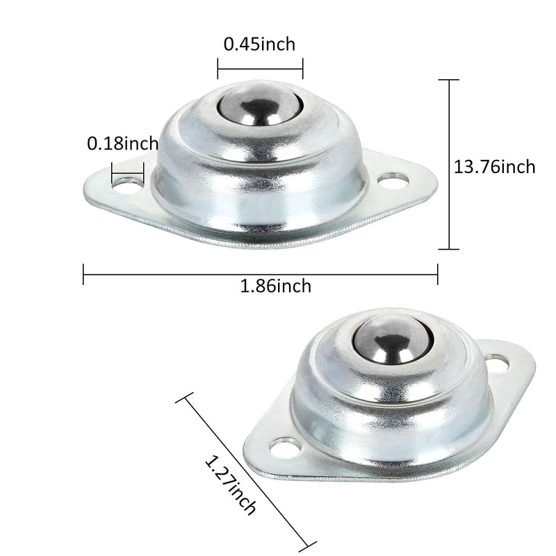 [Australia - AusPower] - 16 PCS 1/2 Inch Roller Ball Transfer Bearing, Flange Mounted Carbon Steel Round Ball Transfer Unit, Universal Rotation Ball Casters for Conveyor, Roller Stand, Transmission, Load Capacity 22 lbs 1/2 Inch Ball Transfers 16 