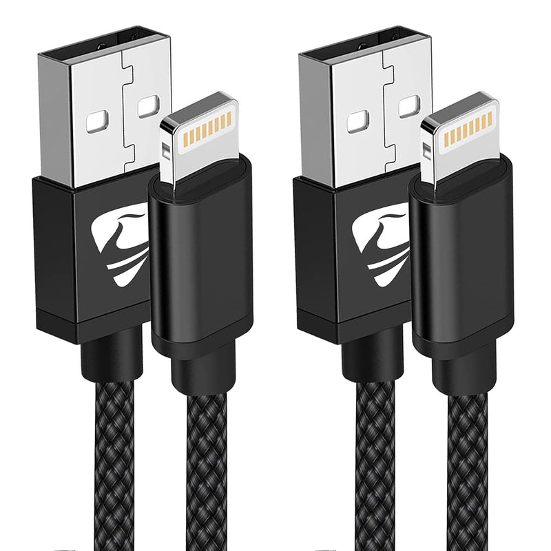[Australia - AusPower] - iPhone Charger, Aioneus Premium Nylon Lightning Cable [6FT 2 PACK], MFi Certified Charging High Speed Data Sync Transfer Cord for Apple iPhone 13/12/11 Pro Max/XS/XR/XS/X/8/7/6S/Plus/6/SE, iPad, Black 6ft 2pack 