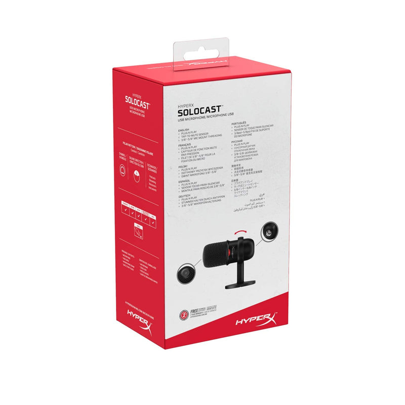 [Australia - AusPower] - HyperX SoloCast – USB Condenser Gaming Microphone, for PC, PS4, PS5 and Mac, Tap-to-Mute Sensor, Cardioid Polar Pattern, great for Gaming, Streaming, Podcasts, Twitch, YouTube, Discord Black 
