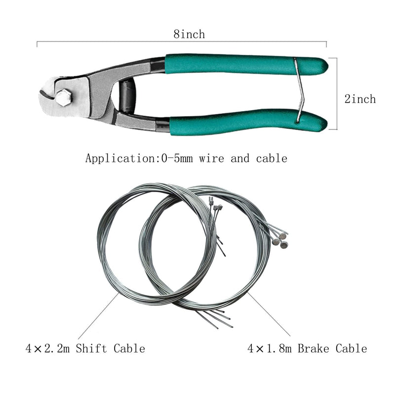 [Australia - AusPower] - Bicycle Cable Cutter, Universal 4×5.9FT(1.8m) Brake Cable, 4×7.2FT(2.2m) Shift Cable, Replacement Kit for Mountain and Road Bicycle, Cable and Housing Cutter Tool 