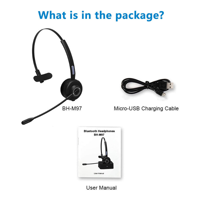 [Australia - AusPower] - Yezonic Wireless Headset with Microphone, Bluetooth Headset BT 5.0 (Flexible Noise Cancelling Mic) Pro for Car Truck Driver Phone Call Business Home Office Cell Phones PC Skype Chat 