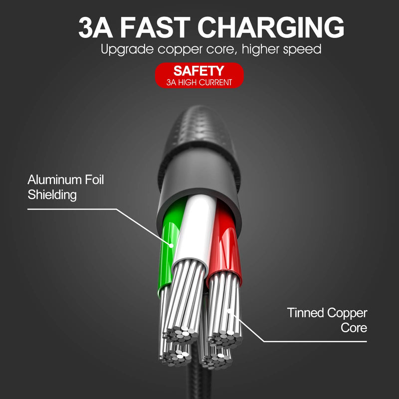 [Australia - AusPower] - USB Type C Cable 6FT 3A Fast Charging Cable (3Pack 6FT) USB A to USB C Cord Compatible with Samsung Galaxy S10 S9 S8 S9+ S10+ Google Pixel and Other USB C Devices 3pack 6ft 