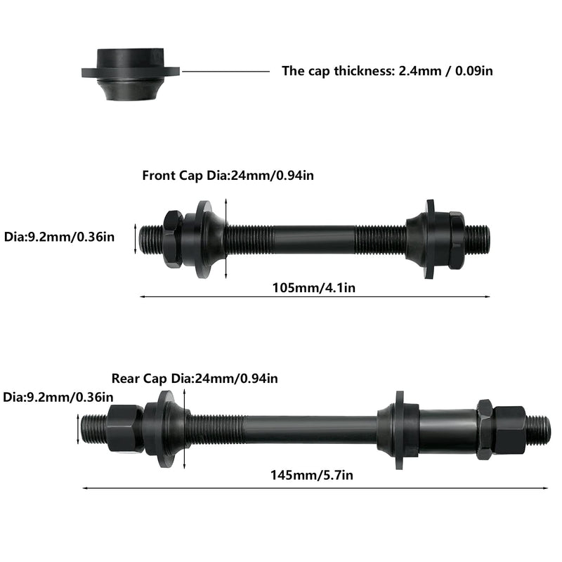 [Australia - AusPower] - AiTuiTui 1 Pair Bike Quick Release Axle Skewer Bicycle Hub Parts, Front & Rear Axle Hollow Shaft Kit Replacement for Road Bike, Mountain Bike, MTB, BMX 