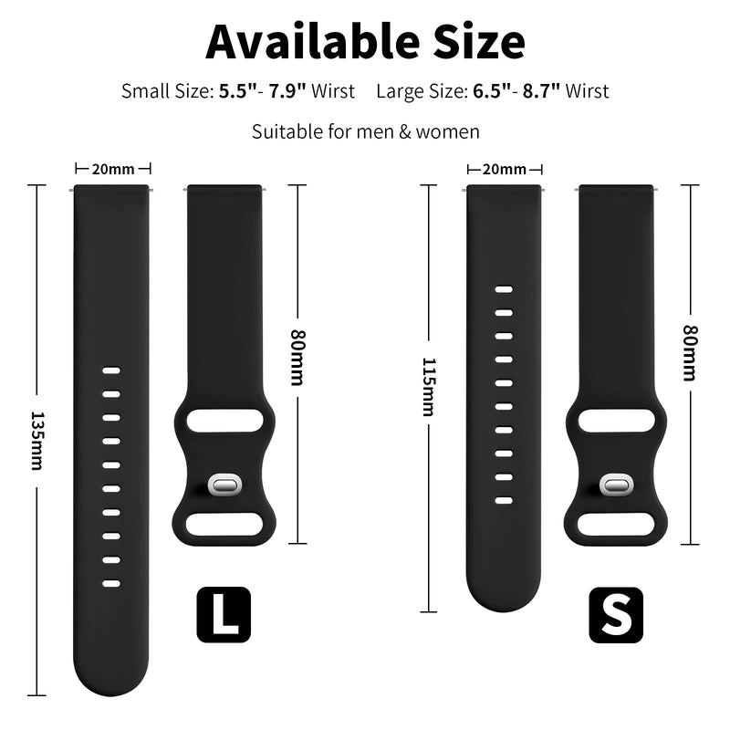 [Australia - AusPower] - Lerobo Compatible for Samsung Galaxy Watch 4 Band/Galaxy Active 2 Watch Bands 44mm 40mm/Active Band/Galaxy Watch 3 Band 41mm,20mm Soft Silicone Smart Watch Bands Sport Strap for Men Women,Black,Large Black Large 