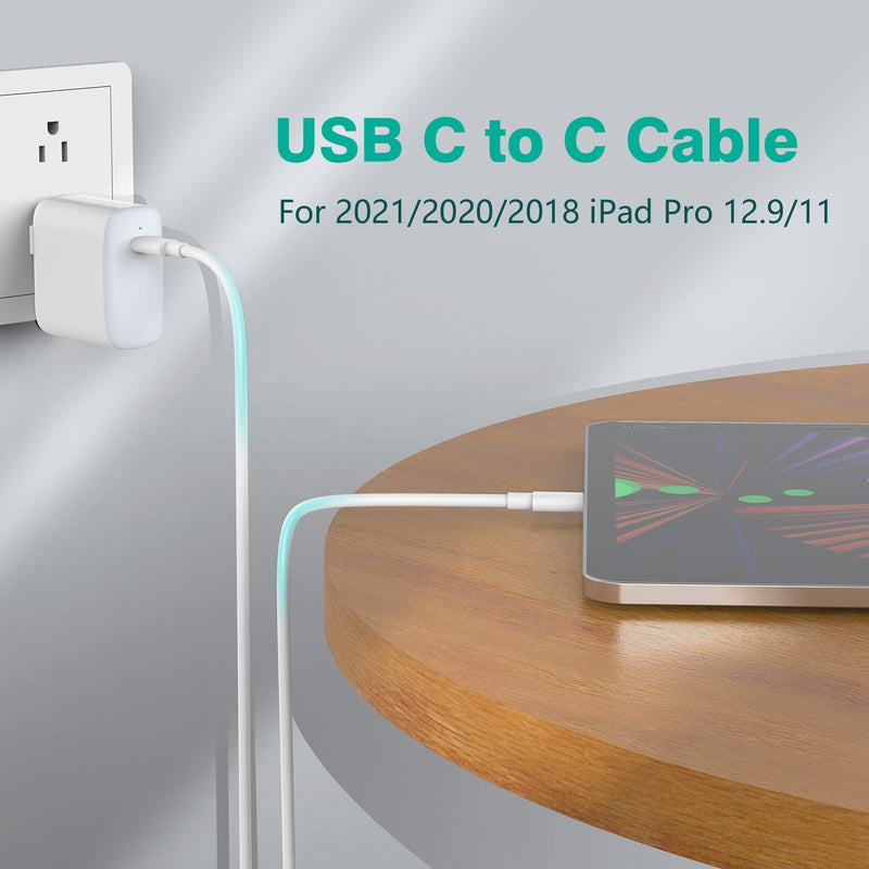 [Australia - AusPower] - 2 Pack 6ft USB C to USB C Charging Cable, Cord Compatible with iPad Pro 12.9/11 2021 2020 2018, Mini 6, Air 4, MacBook 12 in, Pro 13 in, Air 13 in, Pixel 6 6Pro 5 4 3 2 XL, LG, Galaxy, All PD USB C 6.6ft White 